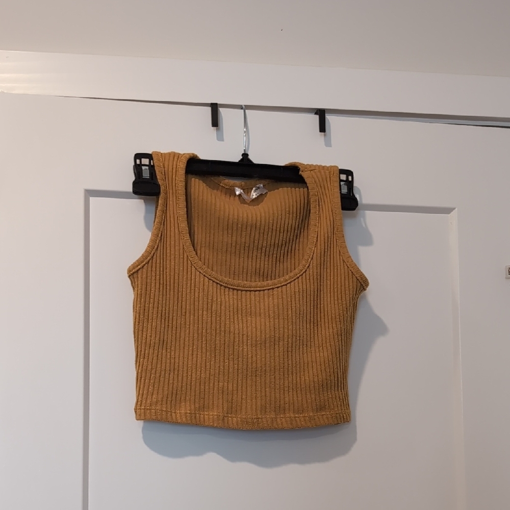 Stylish Ribbed Tan Tank Top